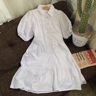 Đầm sơ mi cổ đức dáng babydoll