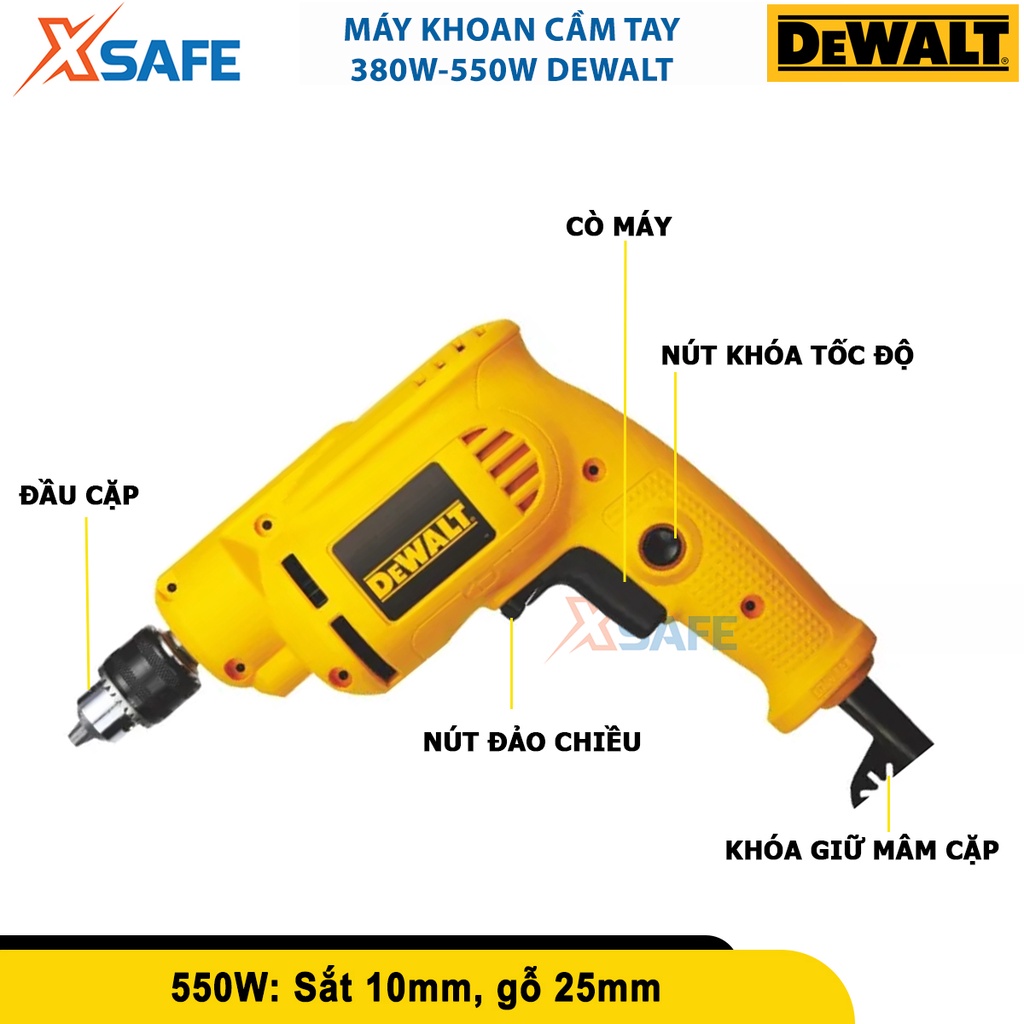 Máy khoan đa năng 380w-550w Dewalt, máy khoan sắt dùng điện có khả năng khoan sắt và gỗ, khả năng đảo chiều[CHÍNH HÃNG]