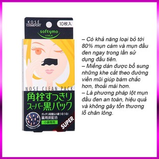 Miếng dán lột mụn đầu đen Kose Softymo hộp 10 miếng của Nhật