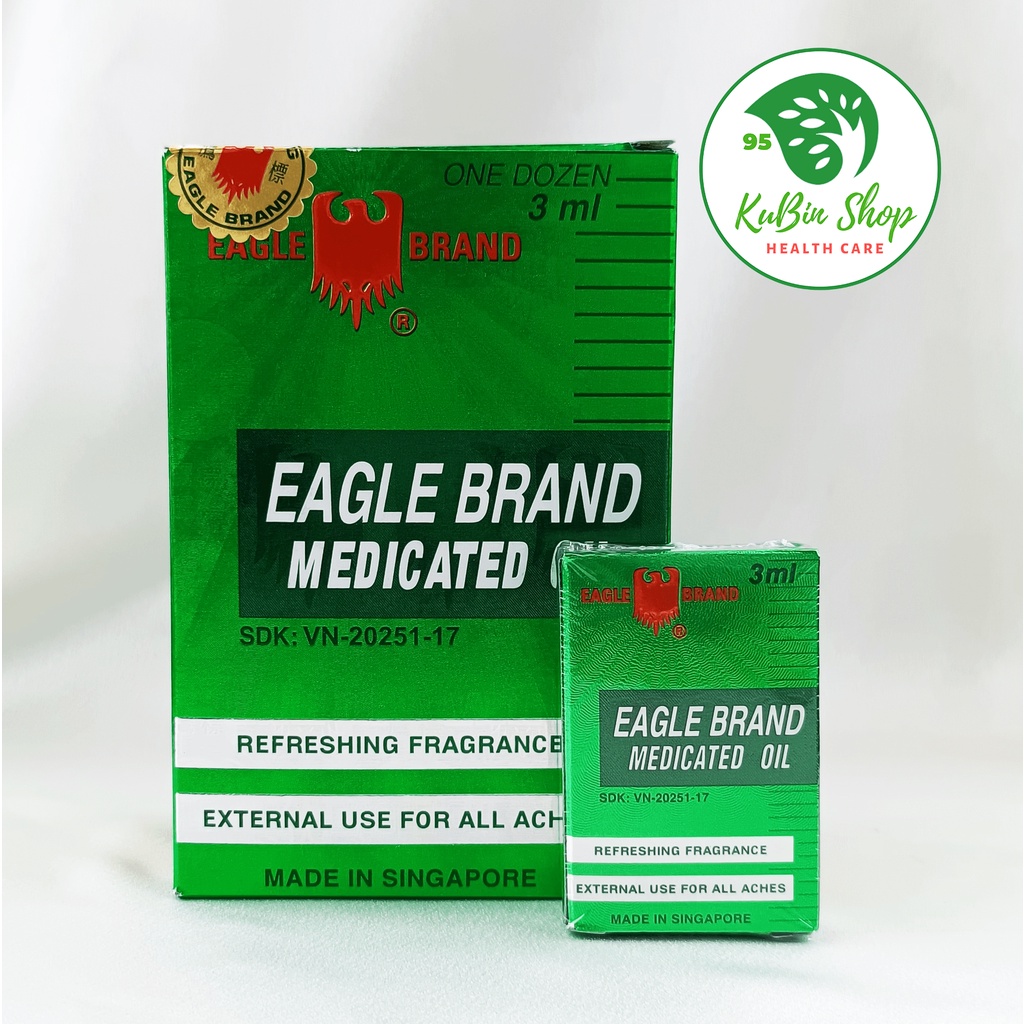 [Chai mini] Dầu gió xanh Con Ó Singapore 3ml - Chính hãng có Tem Tiếng Việt
