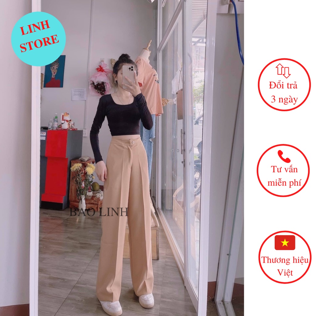 Quần Suông Ống Rộng Nữ Lưng Cao LINH STORE Công Sở Chất Liệu Tuyết Mưa Vitex Mặc Đi Làm Đi Học
