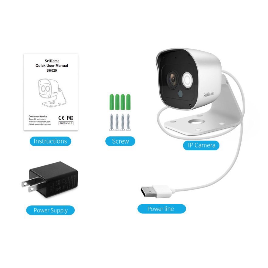 Camera Ip WiFi SriHome SH029 NEW - 3Mpx - Chống Nước - Nhỏ Gọn