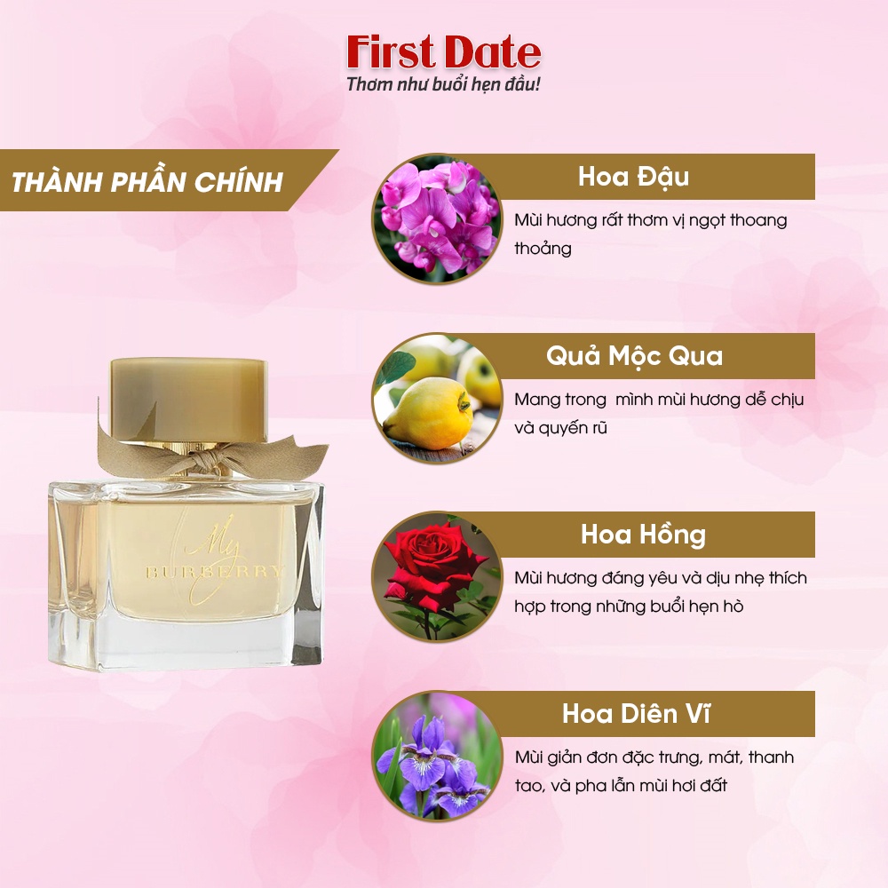 Nước hoa nữ My Burberry - Dầu thơm quyến rũ, hương thơm tinh tế sang trọng First Date
