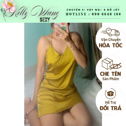 Hàng loại 1 - 3 size  SX 147-Váy ngủ sexy viền ren KELLY WANG