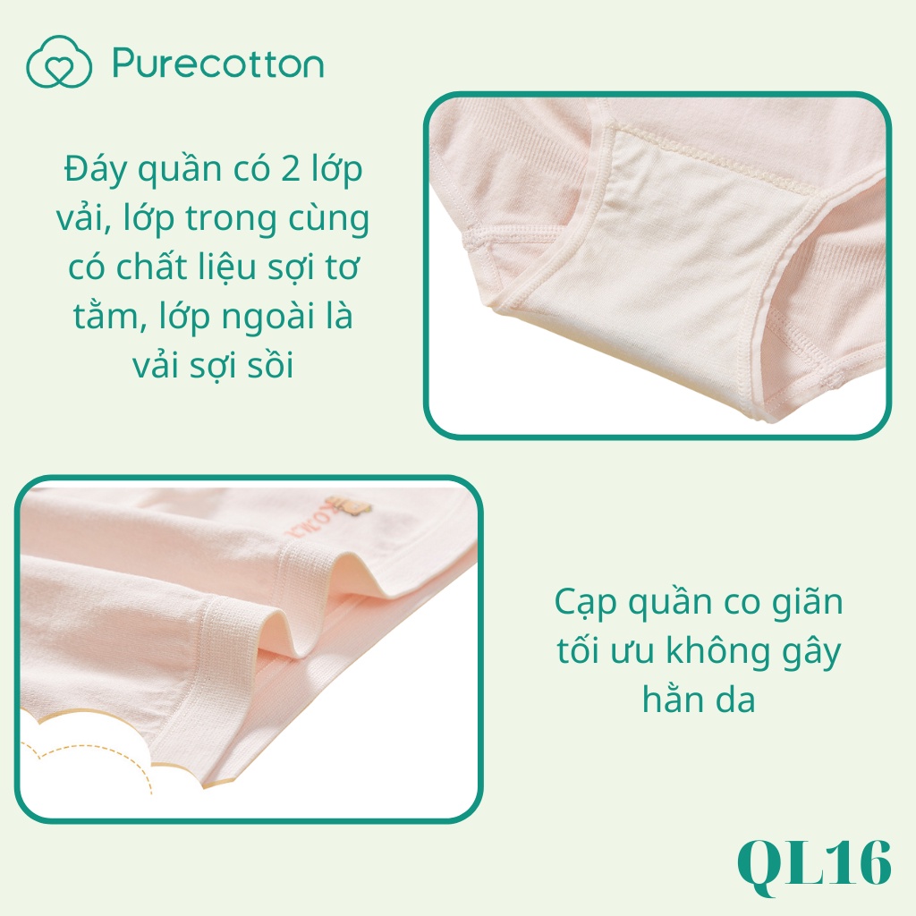 Bộ đồ lót bé gái Purecotton chất liệu sợi sồi cao cấp mềm mại Little Bear PC030 | BigBuy360 - bigbuy360.vn