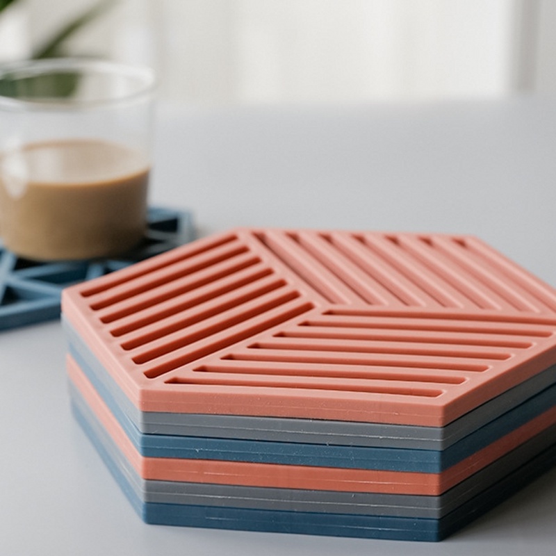 1 Miếng Lót Tô Cách Nhiệt Chống Bỏng Bằng Silicone Màu Trơn Khoét Lỗ Hình Học Độ Cao Cao Cho Nhà Bếp Gia Đình