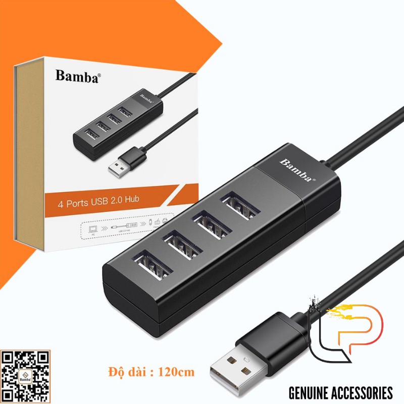 BỘ CHIA 4 CỔNG USB 2.0 BAMBA B1 - CỔNG HUP USB 4 PORT 2.0 BAMBA B1
