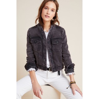 (SIZE 4US.6US) ÁO KHOÁC JEANS THUN (BOMBER JACKET) ANTHROPOLOGIE CHÍNH HÃNG - BIBIANA BOMBER JACKET (XÁM CHUỘT)(A57HLK2)