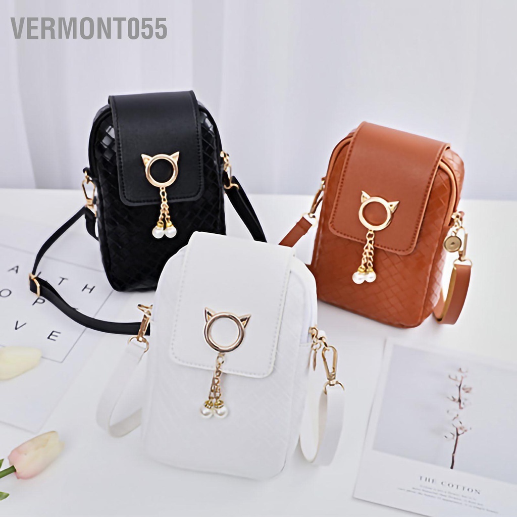Vermont055 Túi đeo vai nhỏ Da PU thời trang Ins Style Ví điện thoại di động dành cho phụ nữ