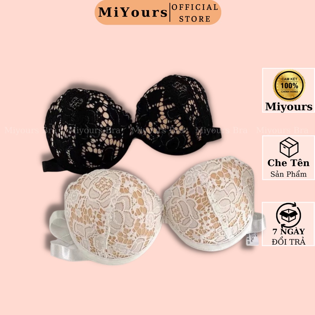Áo lót cúp ngực nữ Miyours Bra AC406 ren có gọng không dây chống tụt hở vai sexy , đệm dày ôm nâng ngực