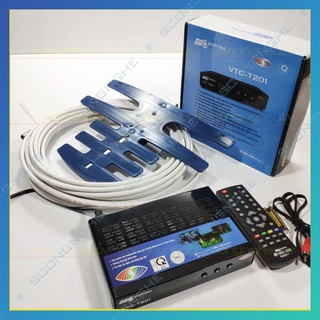 Đầu thu kỹ thuật số kèm Anten xanh 15m truyền hình số mặt đất DVB T2 VTC T201