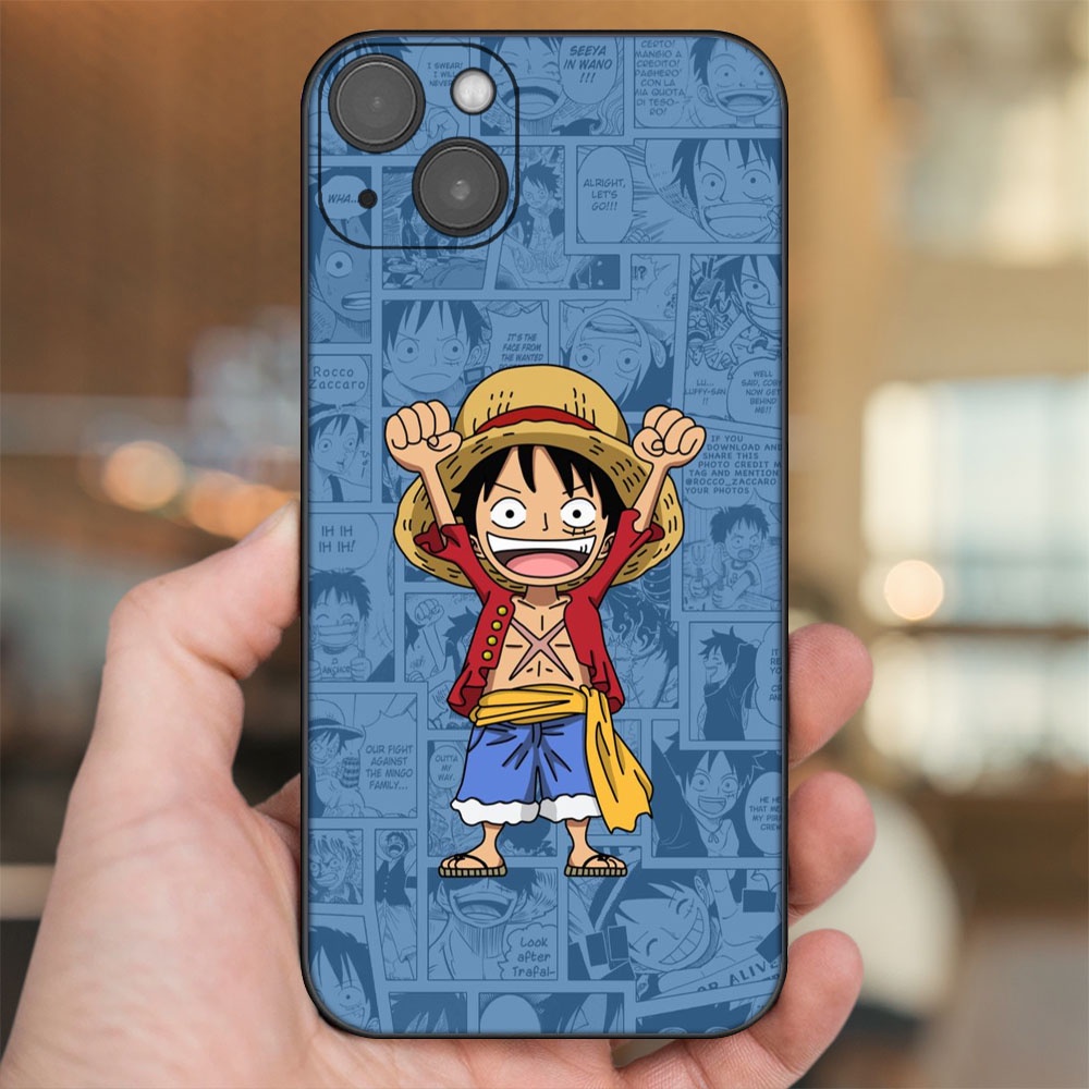 Ốp lưng iPhone 14 Plus dẻo đen cạnh vuông in hình Luffy One Piece