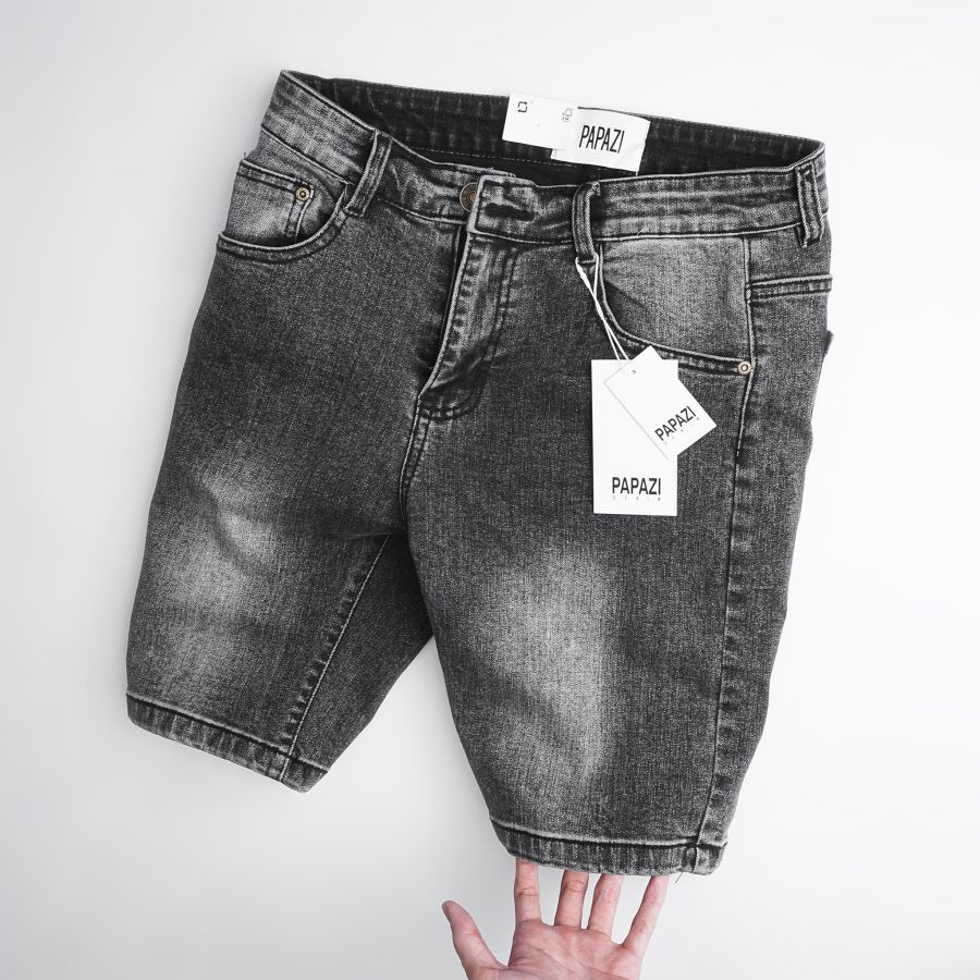 Quần jean nam, quần đùi short màu xám đậm nam cao cấp, chất cotton co giãn mền mịn, phong cách trẻ trung năng động - HÀN