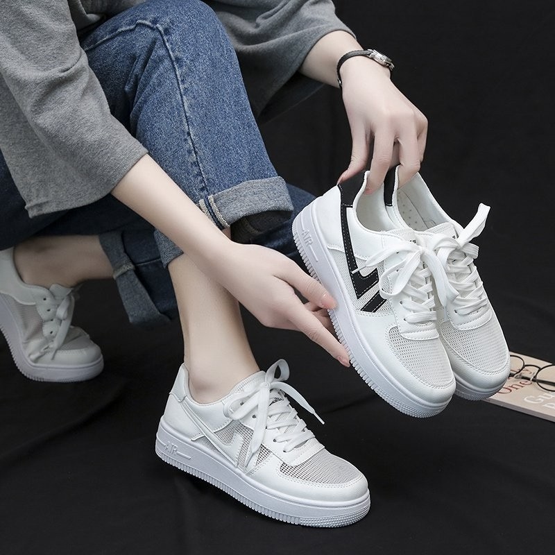 Giày sneaker nữ độn đế, chất liệu cao cấp kèm thiết kế lưới sịn xò