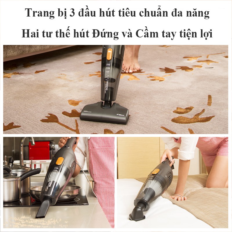 Máy Hút Bụi Gia Đình Cầm tay Deerma DX115C Công Suất Lớn Kèm 3 Đầu Hút - Máy Hút Bụi Cầm Tay Mini