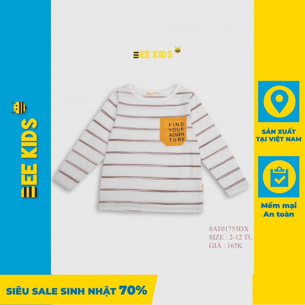 Áo Dài Tay Bé Trai Bee Kids Chất Liệu Cotton Mềm Mịn Thoáng Mát Thấm Hút Mồ Hôi Không Bai Không Xù (2-12 Tuổi)8AT01755DX