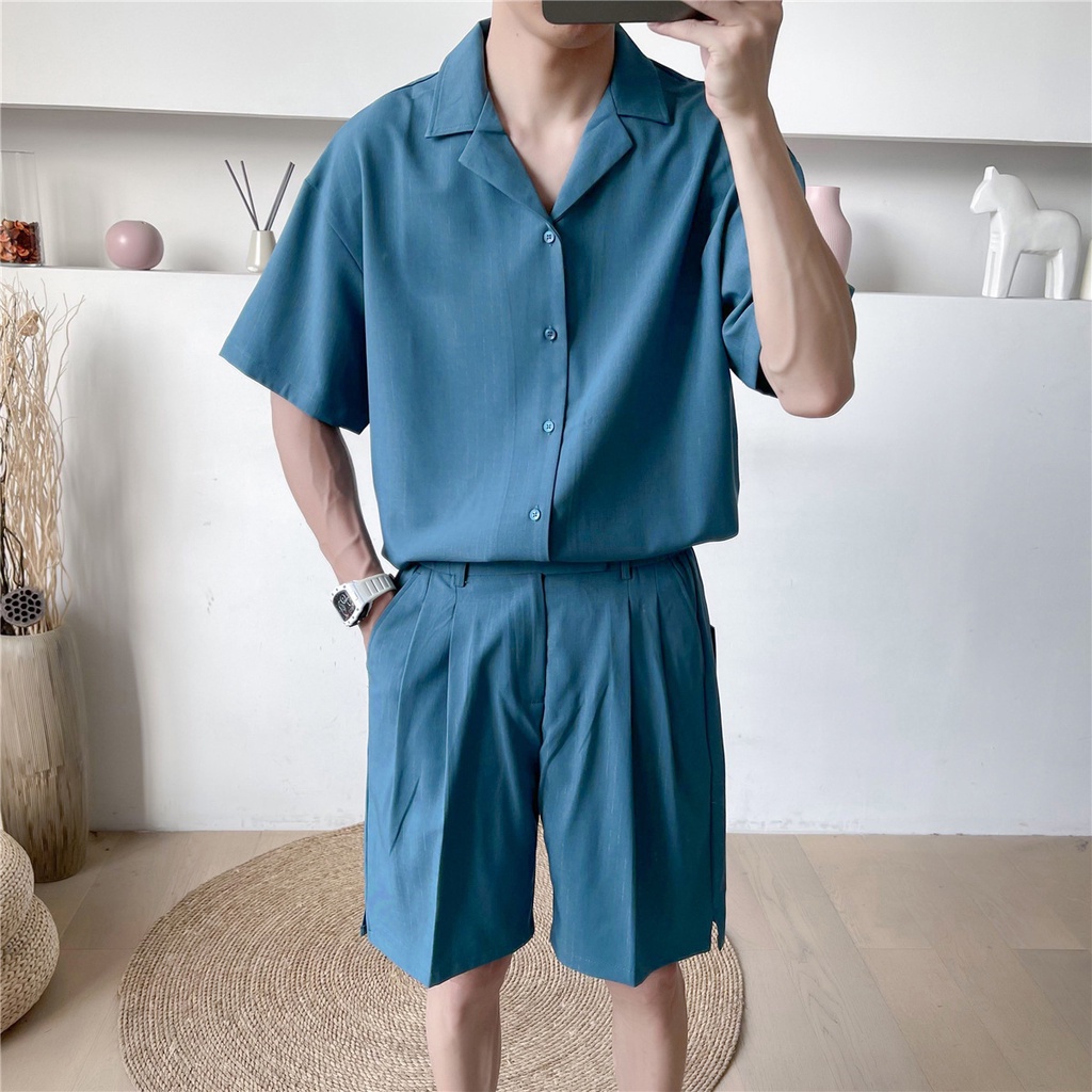 Bộ mặc nhà cổ bẻ nam Coo, bộ đồ nam mặc nhà vải lụa BH-003