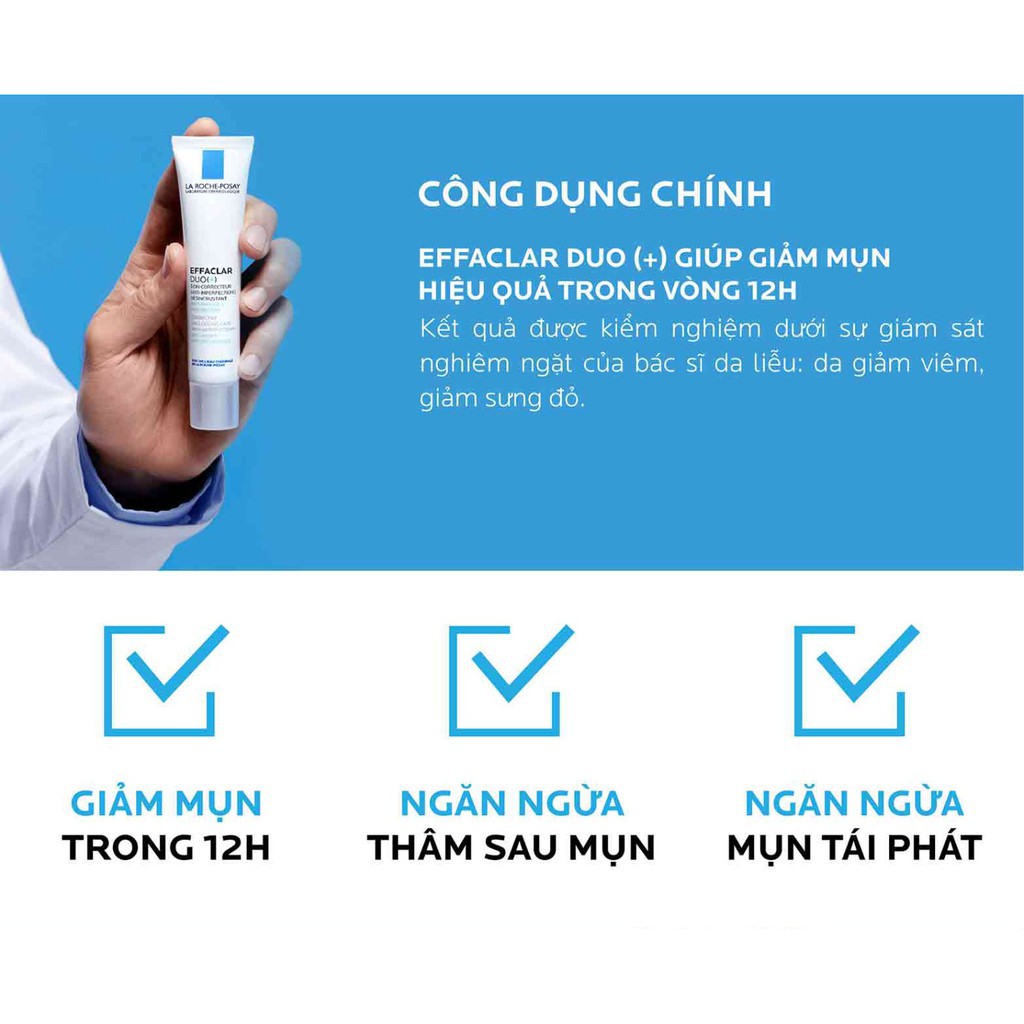 Kem Dưỡng Giảm Mụn, Ngừa Thâm, Thông Thoáng Lỗ Chân Lông La Roche-Posay Effaclar Duo+ 40ml #Pvy Beauty