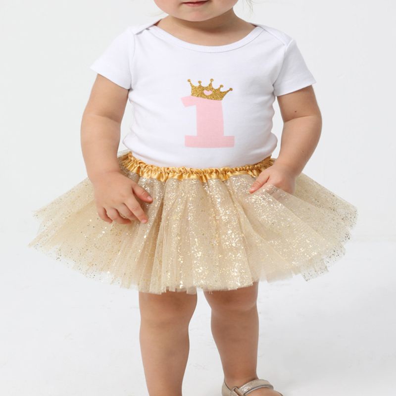 Chân váy tutu 3 lớp phối lưới đính kim sa lấp lánh cho bé gái 0-8 tuổi