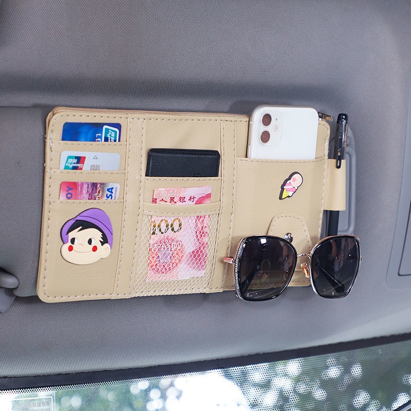 Ví Đựng Thẻ Họa Tiết Hoạt Hình Gắn Tấm Che Nắng Xe Hơi