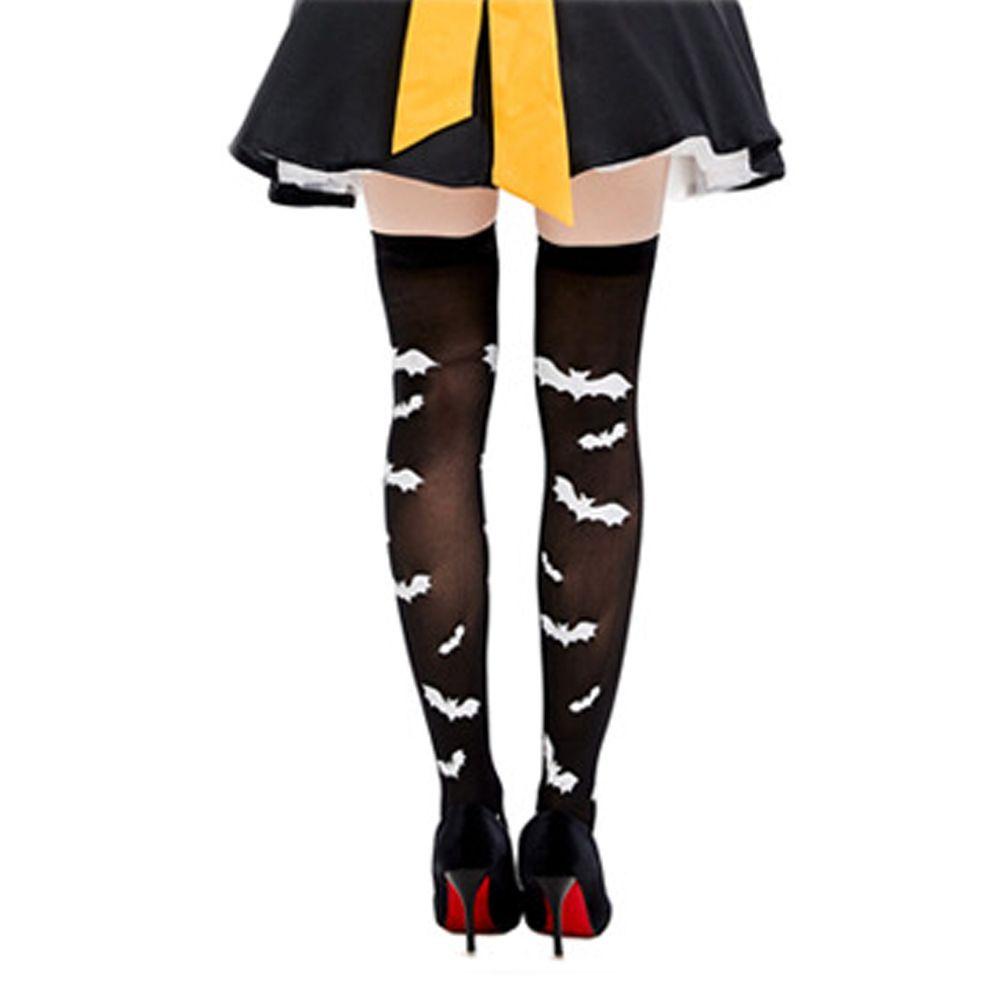 Fallforbeauty Vớ Dài Ngang Đùi Co Giãn Hóa Trang Halloween Hình Dơi Kinh Dị Cho Nữ