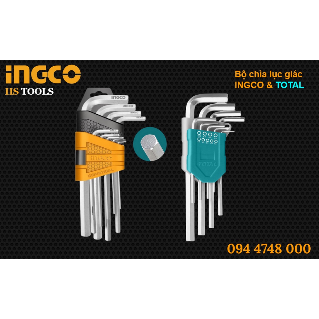 Bộ lục giác 9 cây INGCO & TOTAL