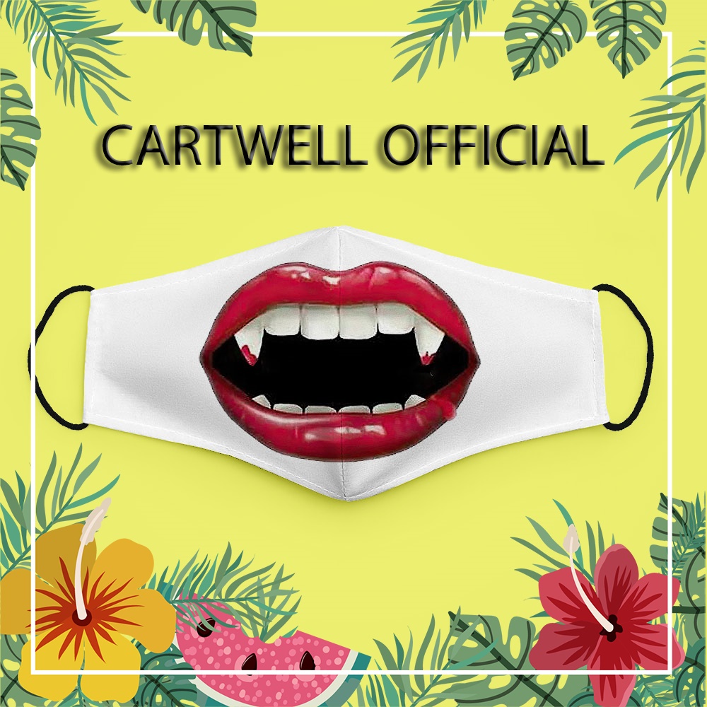 Khẩu trang hình nụ cười mồm miệng cười độc lạ 3d mặt người 53 CARTWELL thời trang unisex chất liệu vải mềm phòng ô nhiễm