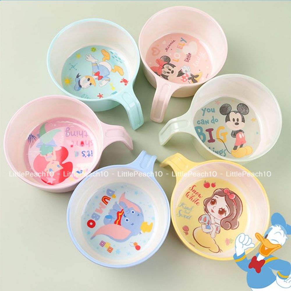 Chén ăn dặm melamine có quai cầm tay Disney cho bé hình Mickey Minnie Ariel Dumbo Donald mới 2022