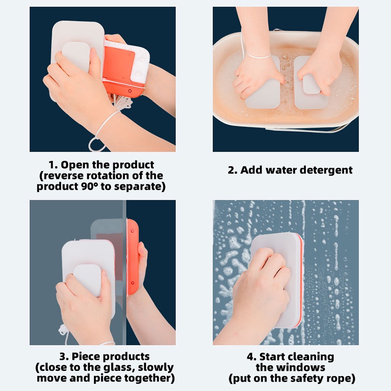Bàn Chải Vệ Sinh Cửa Kính Hai Mặt Từ Tính Mạnh Mẽ Tiện Dụng