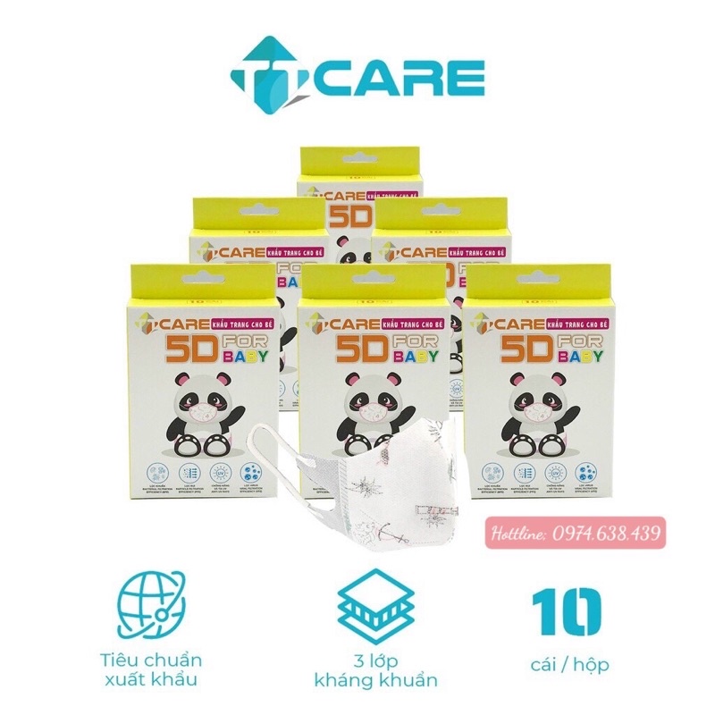 Khẩu trang 5D baby TT CARE, của công ty TRỊNH TRUNG, dành cho bé từ 1-6tuổi