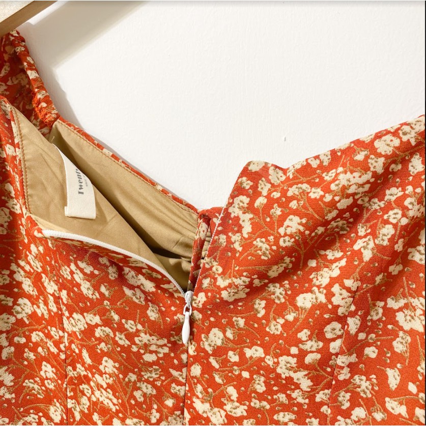 Đầm hoa nhí midi nhún ngực tay bồng bo chun 2 lớp Twentyfive N233