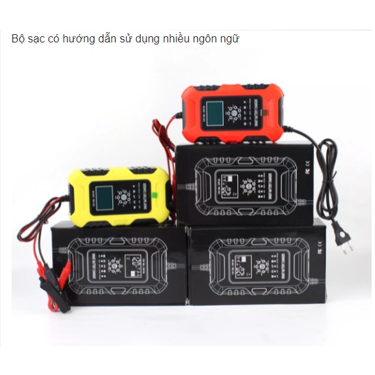 Sạc ắc quy ô tô xe máy 12V 24V 10A 200Ah Foxsur các loại bình khô nước có chức năng khử sun fat