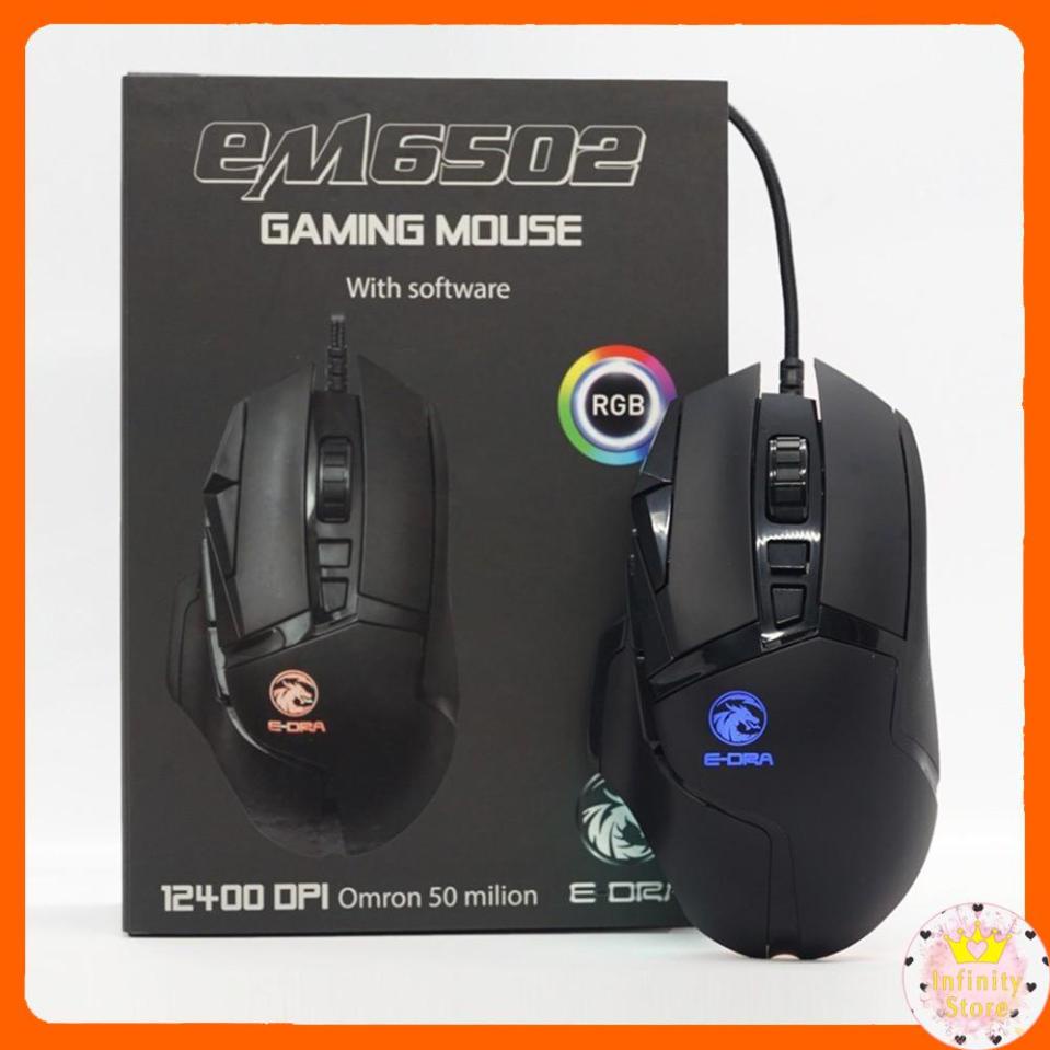 [Mã 33ELSALE hoàn 7% đơn 300K] Chuột Gaming E-Dra EM6502 DPI 12000 CÓ PHẦN MỀM TÙY CHỈNH INFINY DECOR