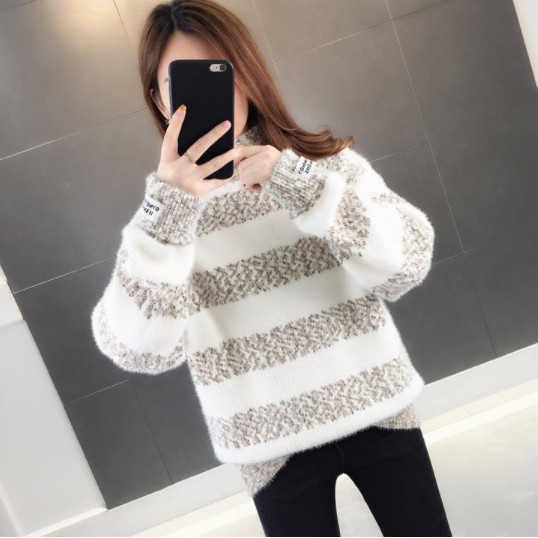 Áo Len Nữ Kẻ Mờ Pha Màu Dày Dặn, Ấm Thời Trang Hàn Quốc - LKEMO | BigBuy360 - bigbuy360.vn