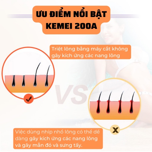 Máy wax lông, cạo tẩy lông vùng kín Kemei 577 chính hãng chuẩn SPA