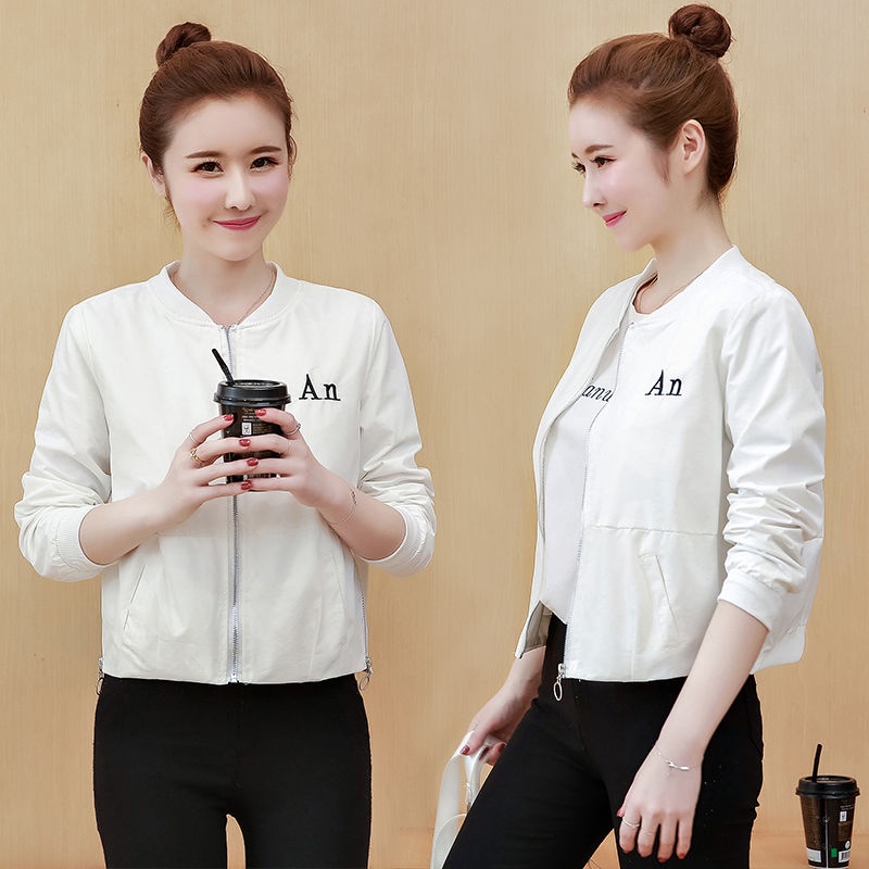 Áo khoác bóng chày dáng rộng thêu chữ thời trang xuân thu mới 2021 cho nữ