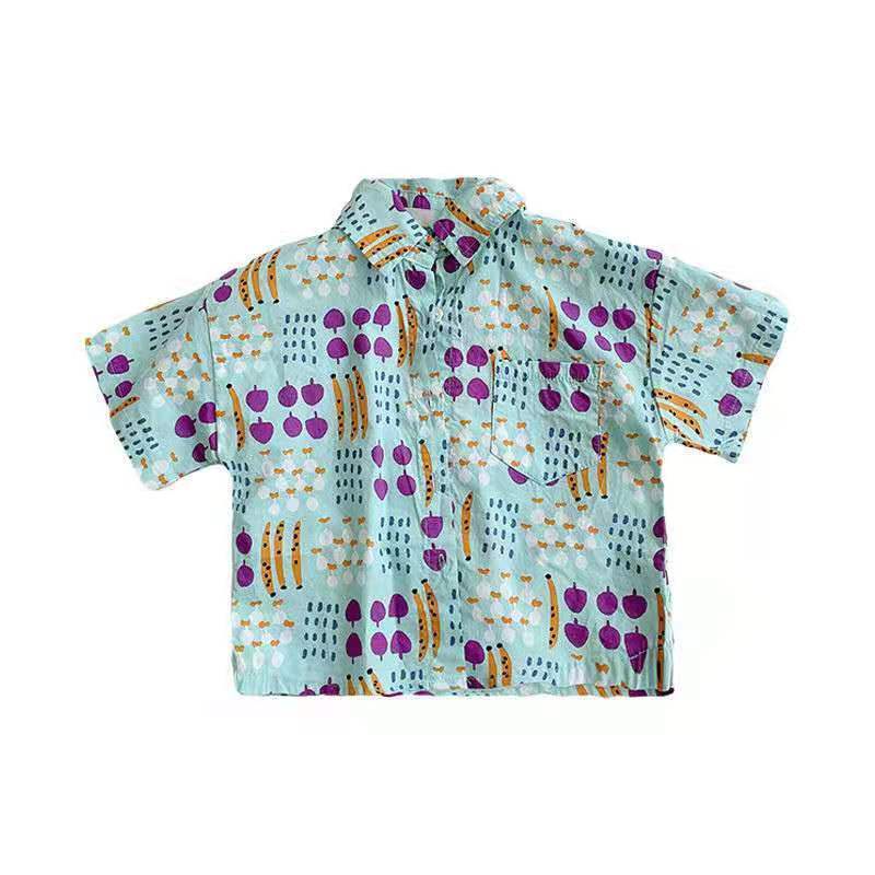 Bộ Áo Sơ Mi Cotton Tay Ngắn Và Quần Ngắn Phong Cách Hàn Quốc Thời Trang Mùa Hè Cho Bé Trai Và Gái