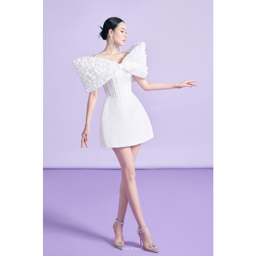 Đầm bẹt vai Lý Nhã Kỳ 3 màu nude+đen+trắng