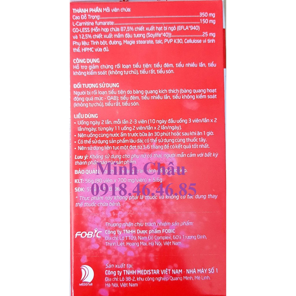 Ích niệu khang 80 viên hỗ trợ giảm tiểu đêm, tiểu són