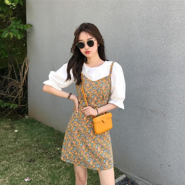 [Mã HANGXINH1 giảm 50k đơn tối thiểu 200k] Set váy hoa sơ mi trắng phong cách Hàn Quốc (Kèm ảnh thật) - V049 | BigBuy360 - bigbuy360.vn