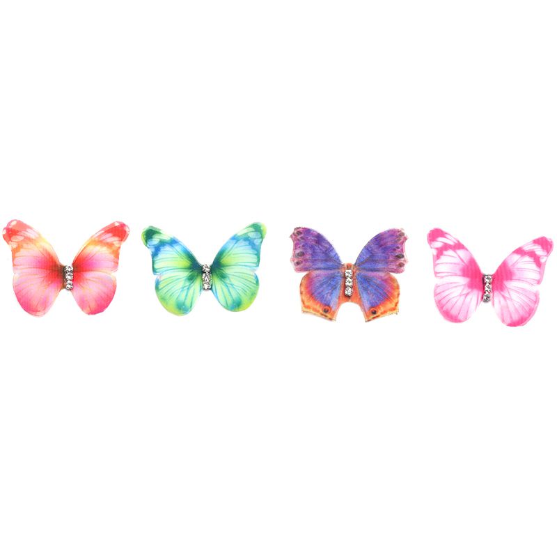 Set 50 Bươm Bướm Bằng Vải Organza Màu Sắc Gradient 38Mm Dùng Để Trang Trí Búp Bê