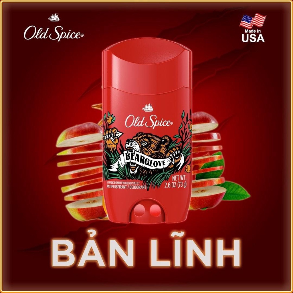 (Sáp trắng) Lăn khử mùi Old Spice Sáp Trắng Bearglove Timber Fiji Wolfthorn Pure Sport Captain 85g 73g NK Mỹ