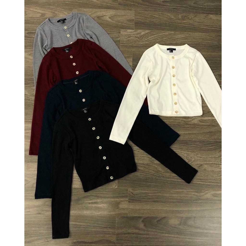 Áo croptop thun gân tay dài F21 VNXK