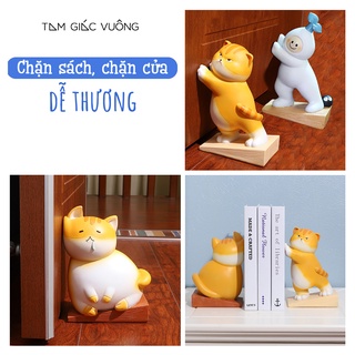 Mèo Decor Chặn Sách Dễ Thương, Đồ Chơi Trang Trí Bàn Làm Việc Bàn Học Cute, Tượng Quà Tặng Đáng Yêu Thương Hiệu ROOGO