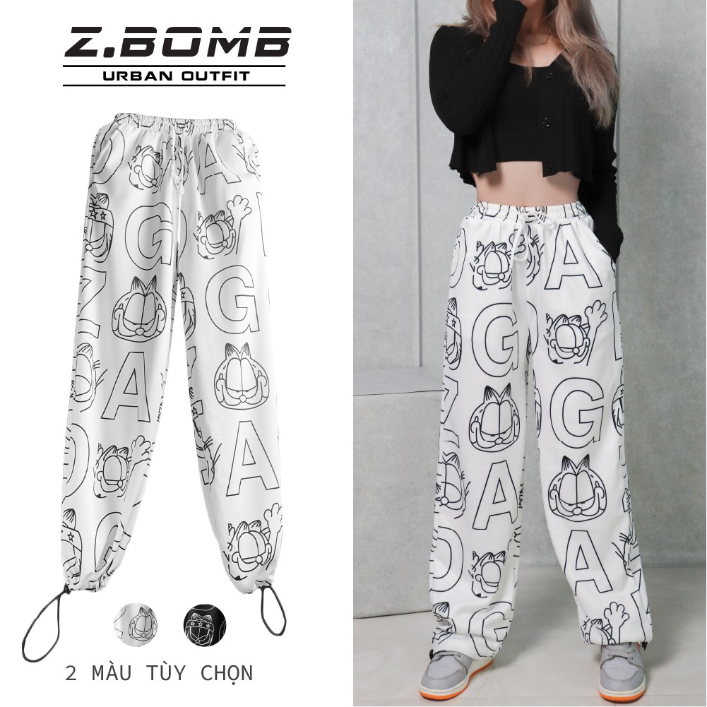 Quần Jogger Mèo Béo Unisex Nam Nữ Ống Rộng Ống Bó Rút Gấu 2 Form Thể Thao ZBOMB