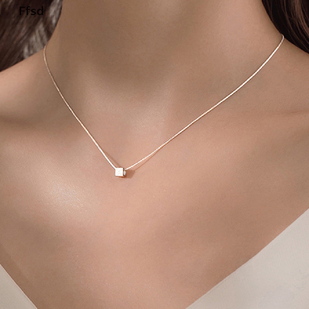 {Ffsd} Vòng cổ Mặt Vuông Đơn Giản Dễ Thương Trang Sức Cho Nữ Bán Chạy