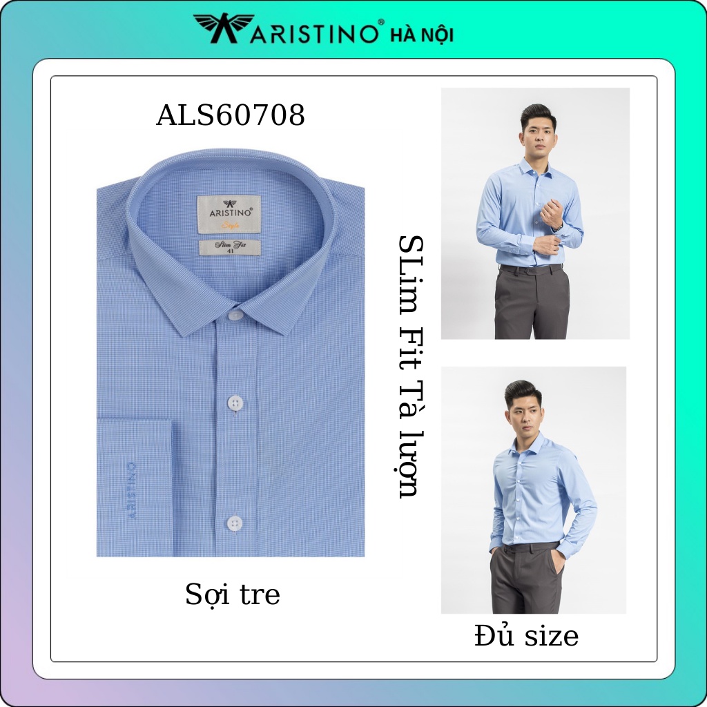 Áo sơ mi nam ARISTINO dài tay sợi tre dáng ôm als60708