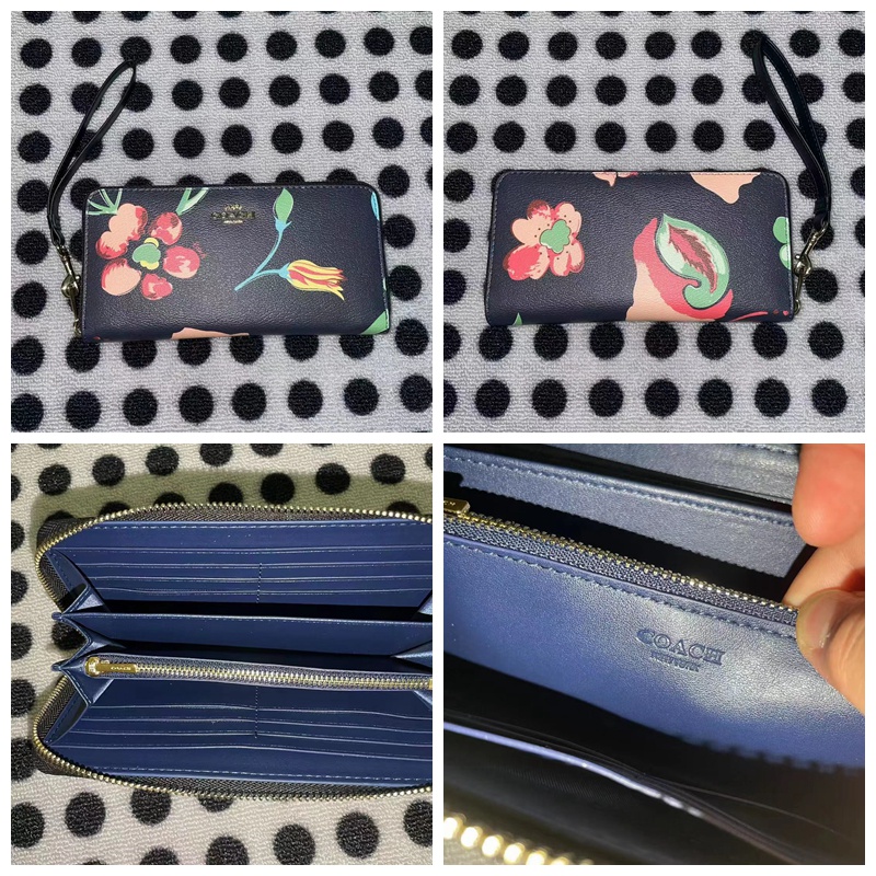 Ví Coach Cho Nữ Da Di Động Dây Đeo Tay Zip Ví Dài C8694 C8695 C9714