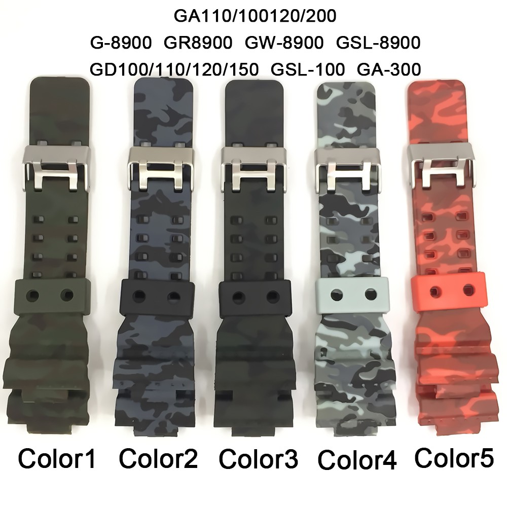 Dây Đeo Cao Su 16mm Họa Tiết Rằn Ri Cho Đồng Hồ Casio G-shock Gw-8900 Gsl-8900 Gsl-100 Ga-300 Gd100 / 110