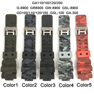 Dây đeo đồng hồ ngụy trang Dây đeo cổ tay cao su 16mm cho Casio G-shock GW-8900 GSL-8900 GSL-100 GA-300 GD100 / 110
